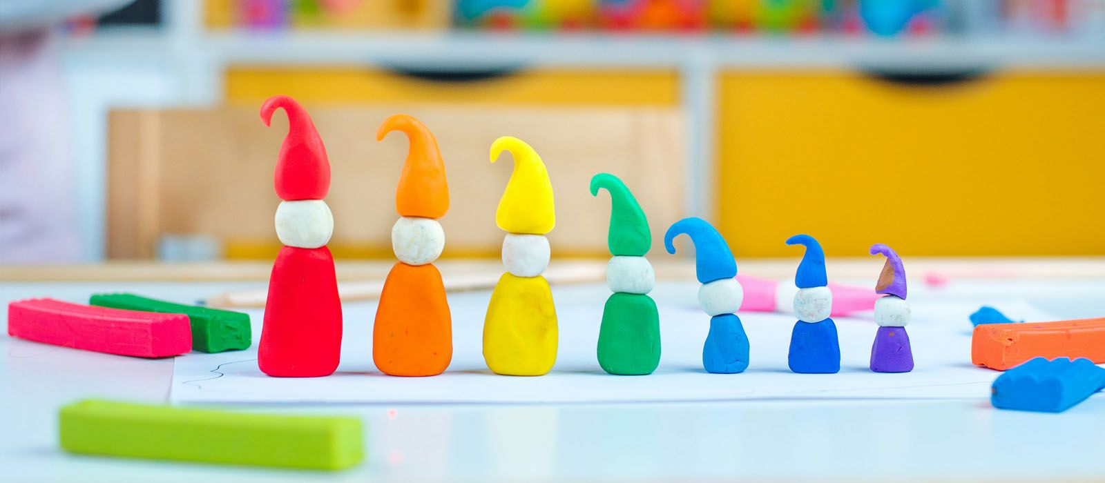 Knetzwerge der Größe nach von groß nach klein